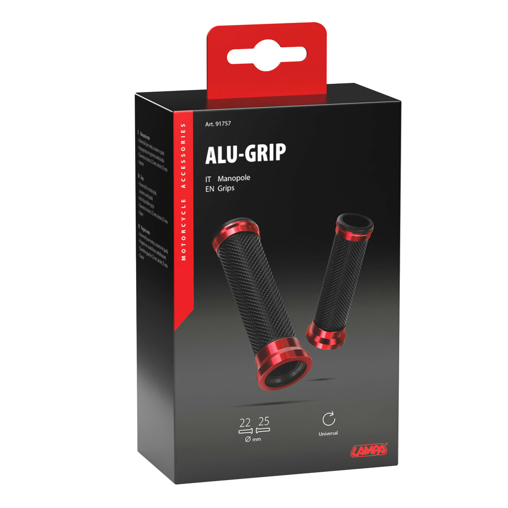 Εικόνα 2 από 2 — ΧΕΡΟΥΛΙΑ MOTO ALU GRIP  ΜΑΥΡΟ/ΚΟΚΚΙΝΟ ΧΡΩΜΑ 22mm+25mm 12cm LAMPA – 2 τεμ.