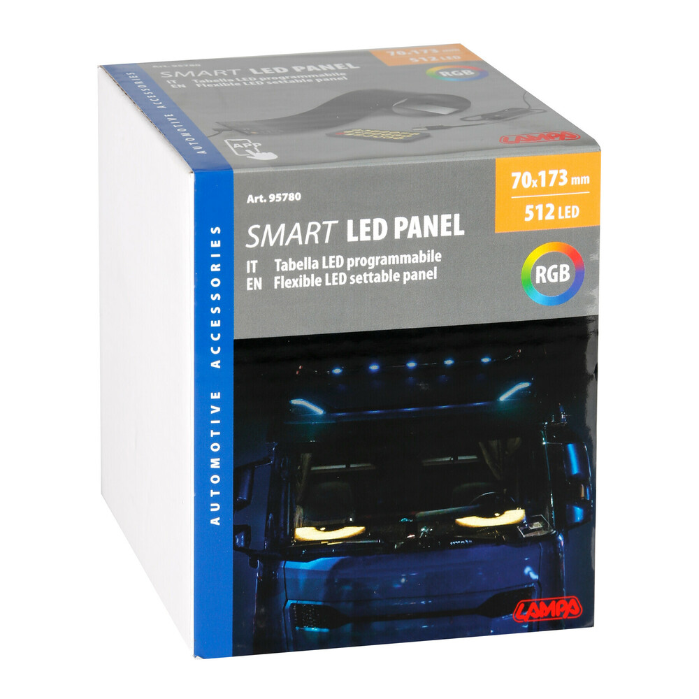 Εικόνα 6 από 6 — ΠΑΝΕΛ ΕΥΚΑΜΠΤΟ SMART LED PANEL 512 LED 70x173mm RGB ΜΕ ΚΑΛΩΔΙΟ 450cm ΓΙΑ USB & REMOTE CONTROL LAMPA – 1 ΤΕΜ.