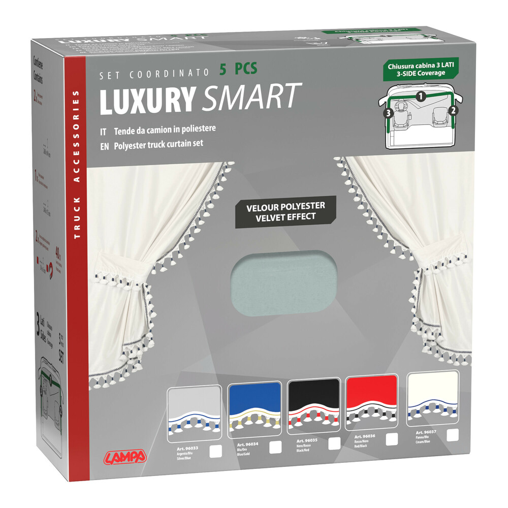Εικόνα 6 από 6 — ΚΟΥΡΤΙΝΕΣ ΝΤΑΛΙΚΑΣ LUXURY SMART ΑΣΗΜΙ/ΜΠΛΕ ΣΕΤ LAMPA – 5 ΤΕΜ.