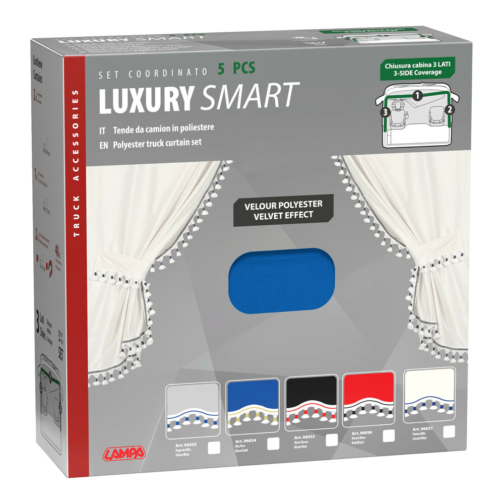 Εικόνα 6 από 6 — ΚΟΥΡΤΙΝΕΣ ΝΤΑΛΙΚΑΣ LUXURY SMART ΜΠΛΕ/ΧΡΥΣΟ ΣΕΤ LAMPA – 5 ΤΕΜ.