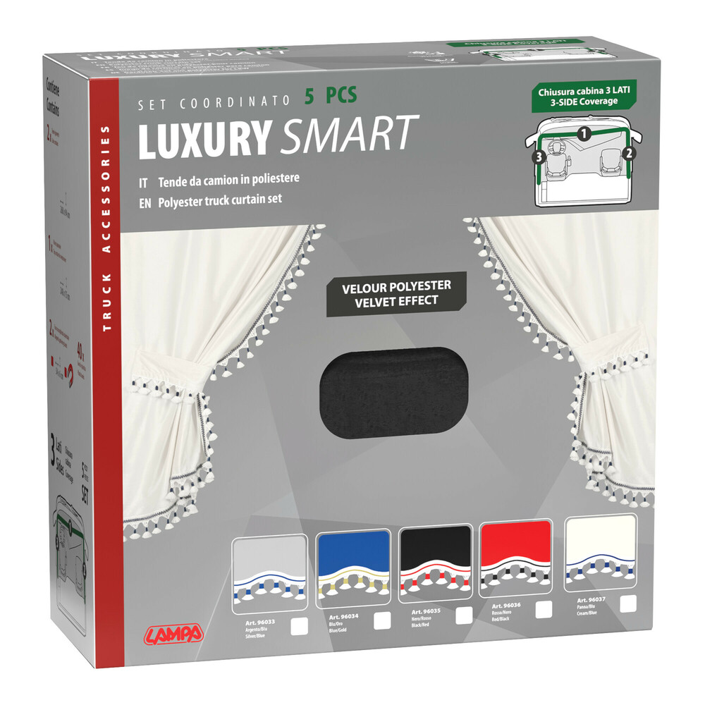 Εικόνα 6 από 6 — ΚΟΥΡΤΙΝΕΣ ΝΤΑΛΙΚΑΣ LUXURY SMART ΜΑΥΡΟ/ΚΟΚΚΙΝΟ ΣΕΤ LAMPA – 5 ΤΕΜ.