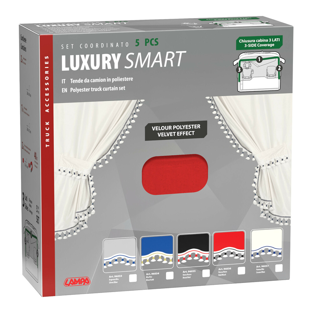 Εικόνα 6 από 6 — ΚΟΥΡΤΙΝΕΣ ΝΤΑΛΙΚΑΣ LUXURY SMART ΚΟΚΚΙΝΟ/ΜΑΥΡΟ ΣΕΤ LAMPA – 5 ΤΕΜ.