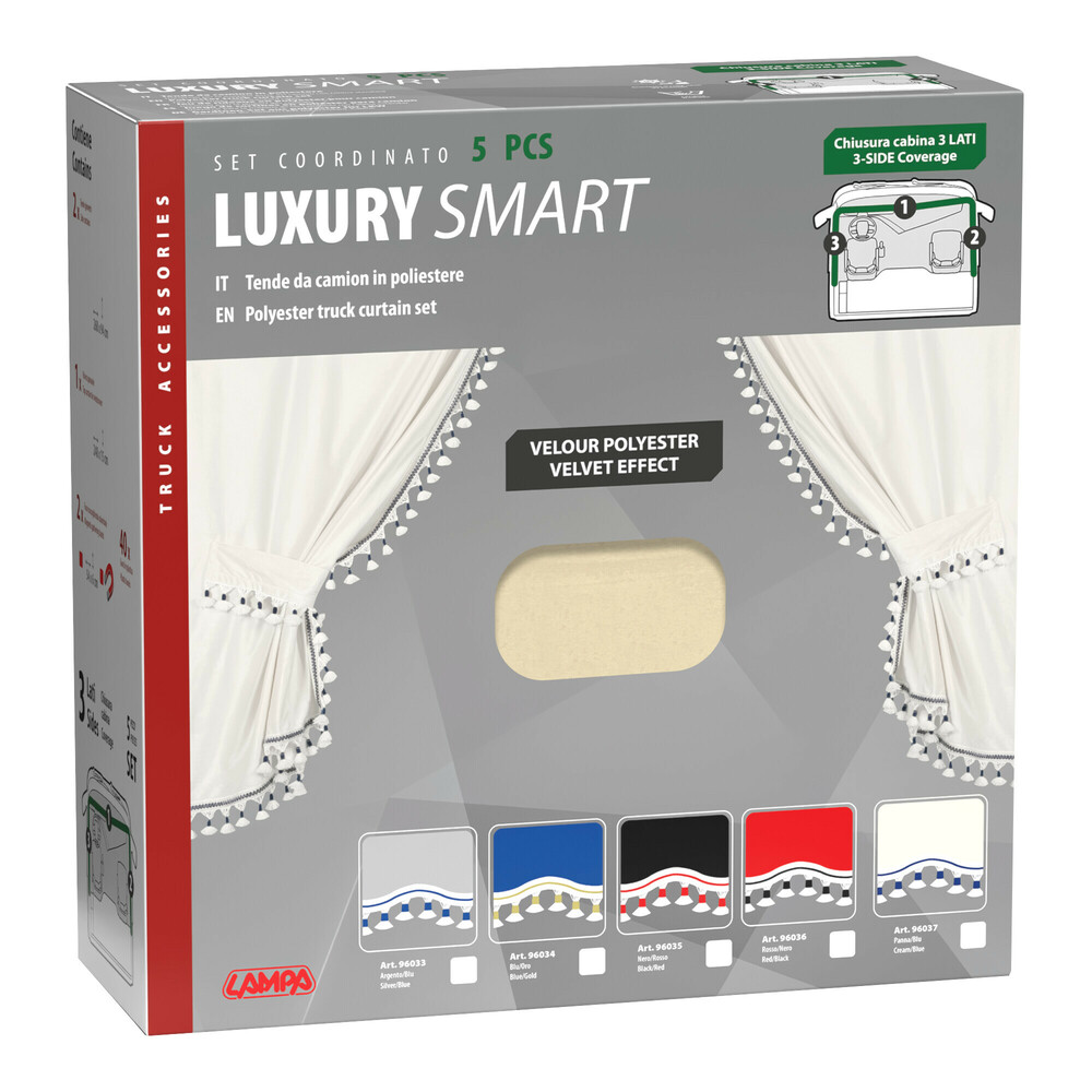 Εικόνα 7 από 7 — ΚΟΥΡΤΙΝΕΣ ΝΤΑΛΙΚΑΣ LUXURY SMART ΚΡΕΜ/ΜΠΛΕ ΣΕΤ LAMPA – 5 ΤΕΜ.
