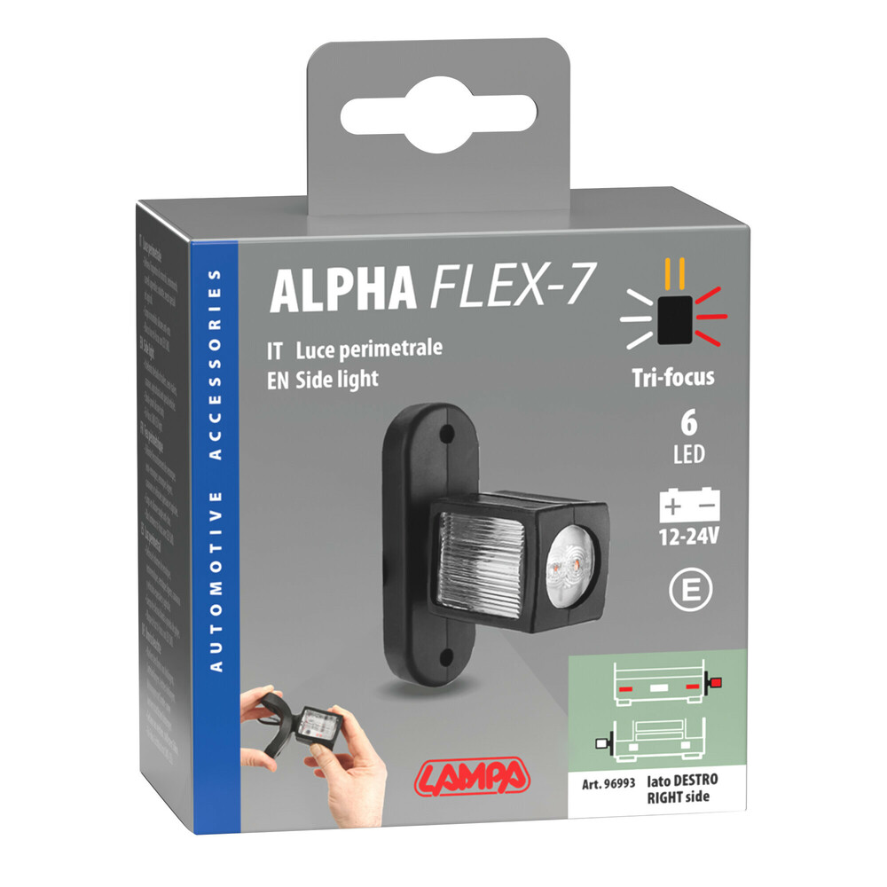 Εικόνα 5 από 5 — Lampa – Πλευρικός Φανός Όγκου LED Alpha Flex 7 Εύκαμπτος Δεξιός (Εμπρός/Πλάι/Πίσω) για Φορτηγά & Ρυμουλκούμενα 12-24V – 1 τεμ. (L9699.3)