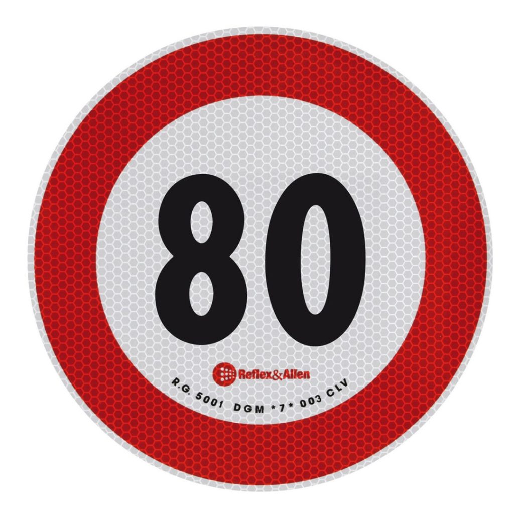 Εικόνα 1 από 2 — ΣΗΜΑ ΤΑΧΥΤΗΤΑΣ ΧΙΛΙΟΜΕΤΡΩΝ 80km/h ΑΥΤΟΚΟΛΛΗΤΟ 20CM ΔΙΑΜΕΤΡΟΣ