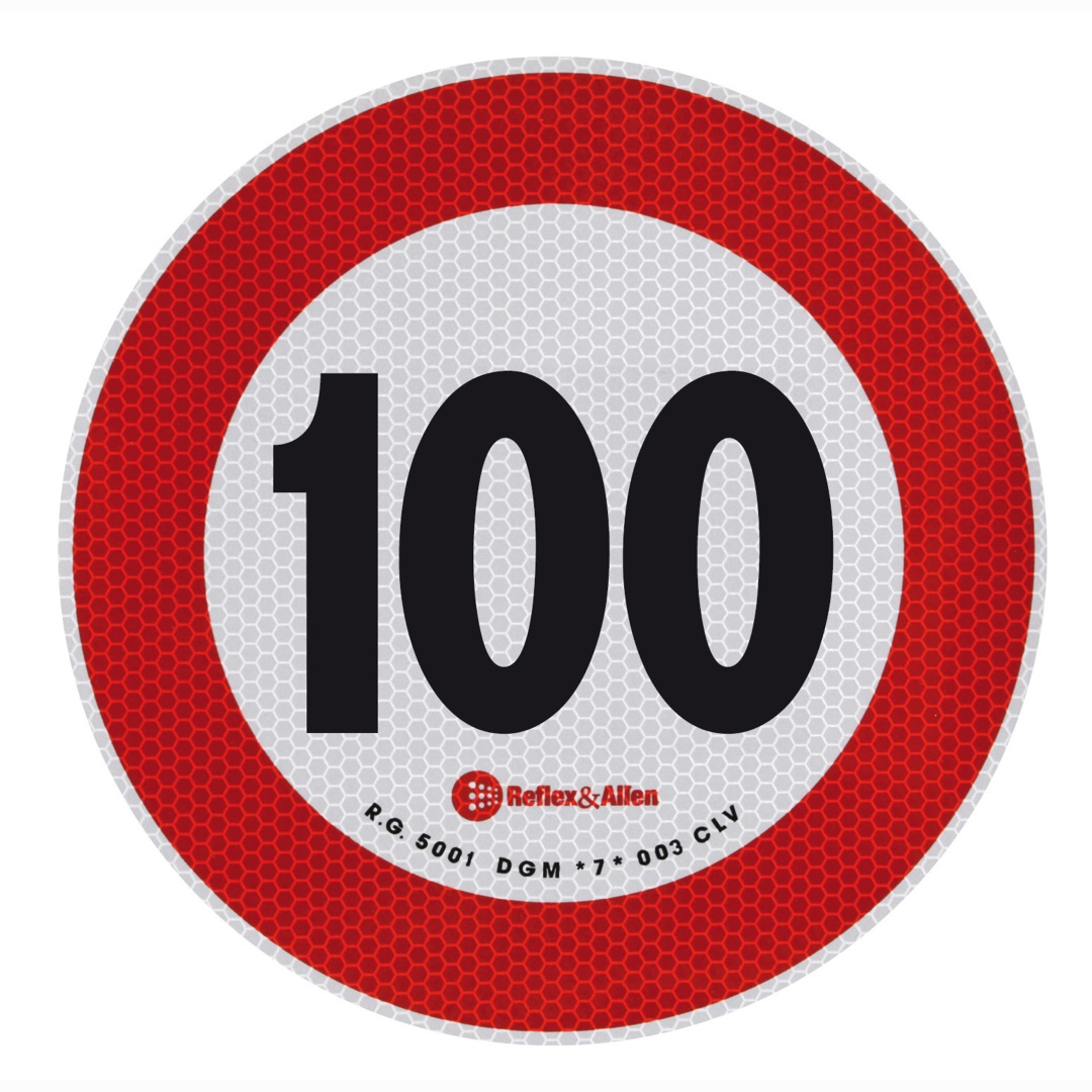 Εικόνα 1 από 2 — ΣΗΜΑ ΤΑΧΥΤΗΤΑΣ ΧΙΛΙΟΜΕΤΡΩΝ 100km/h ΑΥΤΟΚΟΛΛΗΤΟ 20CM ΔΙΑΜΕΤΡΟΣ