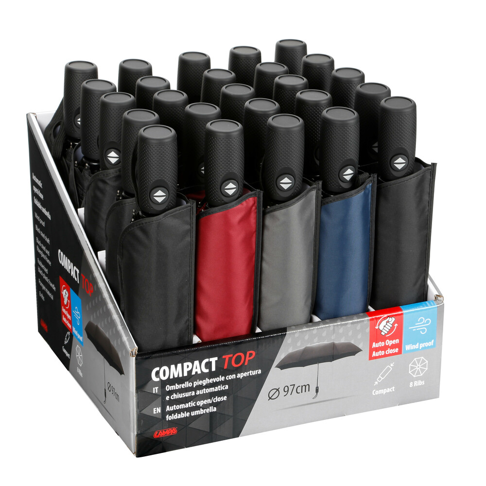 Εικόνα 1 από 1 — ΟΜΠΡΕΛΕΣ COMPACT TOP Φ97cm ΑΝΤΙΑΝΕΜ ΑΥΤΟΜΑΤΟ ΑΝΟΙΓΜΑ/ΚΛΕΙΣΙΜΟ ΔΙΑΦΟΡΑ ΧΡΩΜΑΤΑ 31x31x24cm ΣΤΑΝΤ – 25 ΤΕΜ