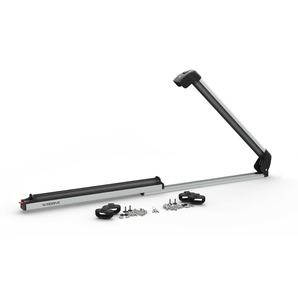 Εικόνα 2 από 6 — Nordrive – Βάση Σκι Οροφής Pro‑Slider EVO PS‑60 Silver σε Ασημί Χρώμα με Αντικλεπτικό Σύστημα και Συρόμενη Λειτουργία σε Διαστάσεις 800x50x135 mm για 6 ζευγάρια σκι ή 4 snowboard – 1 τεμ. (N40000)