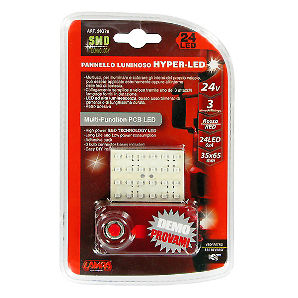 Εικόνα 1 από 1 — ΠΑΝΕΛ LED 24SMD 24V 50X35mm 48lm ΚΟΚΚΙΝΟ (ΠΛΑΦΟΝΙΕΡΑ-ΔΙΠΛΗΣ ΠΟΛΙΚΟΤΗΤΑΣ) 1ΤΕΜ.