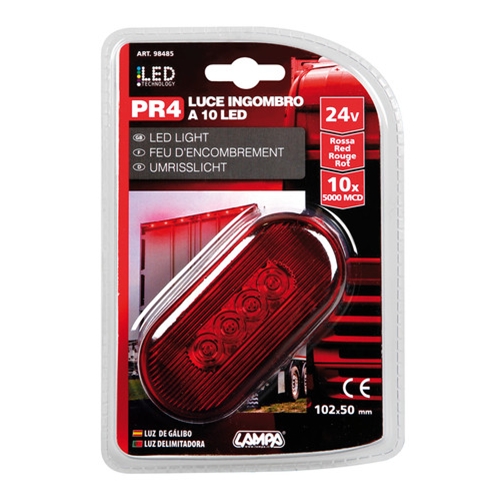 Εικόνα 3 από 5 — ΦΩΣ ΦΟΡΤΗΓΟΥ 10LED ΚΟΚΚΙΝΟ 24V 103mm
