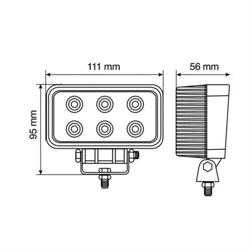Εικόνα 3 από 5 — ΠΡΟΒΟΛΕΑΣ ΕΡΓΑΣΙΑΣ WL-2 18W 1200LM  ΜΕ 6 LED ΚΑΡΦΙ 10-30V/21W 6.000K (111 x 95 x 56 mm) -1ΤΕΜ.
