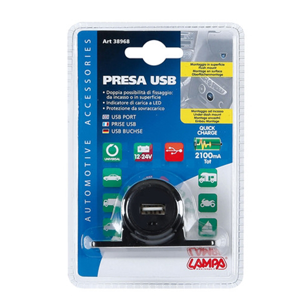 Εικόνα 3 από 4 — ΠΡΙΖΑ USB ΜΕ ΒΑΣΗ KAI ΕΝΔΕΙΞΗ LED 2100mA 12/24V