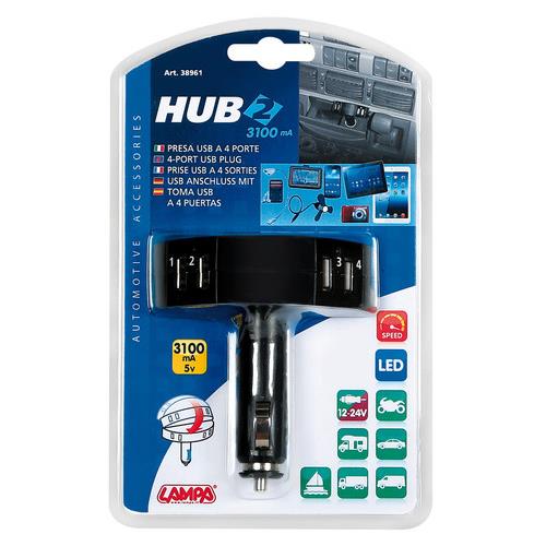 Εικόνα 4 από 5 — ΦΟΡΤΙΣΤΗΣ ΑΝΑΠΤΗΡΑ HUB-2 ME 4 USB 12/24V 3100mA
