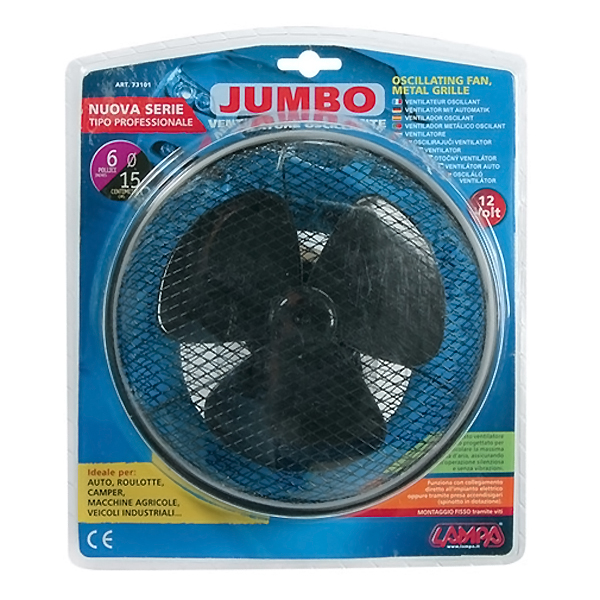Εικόνα 2 από 3 — Lampa – Ανεμιστήρας Jumbo 12V 12W με Διάμετρο 15 cm Μεταλλικός με Περιστροφική Λειτουργία και Φις Αναπτήρα – 1 Τεμ. (L7310.1)