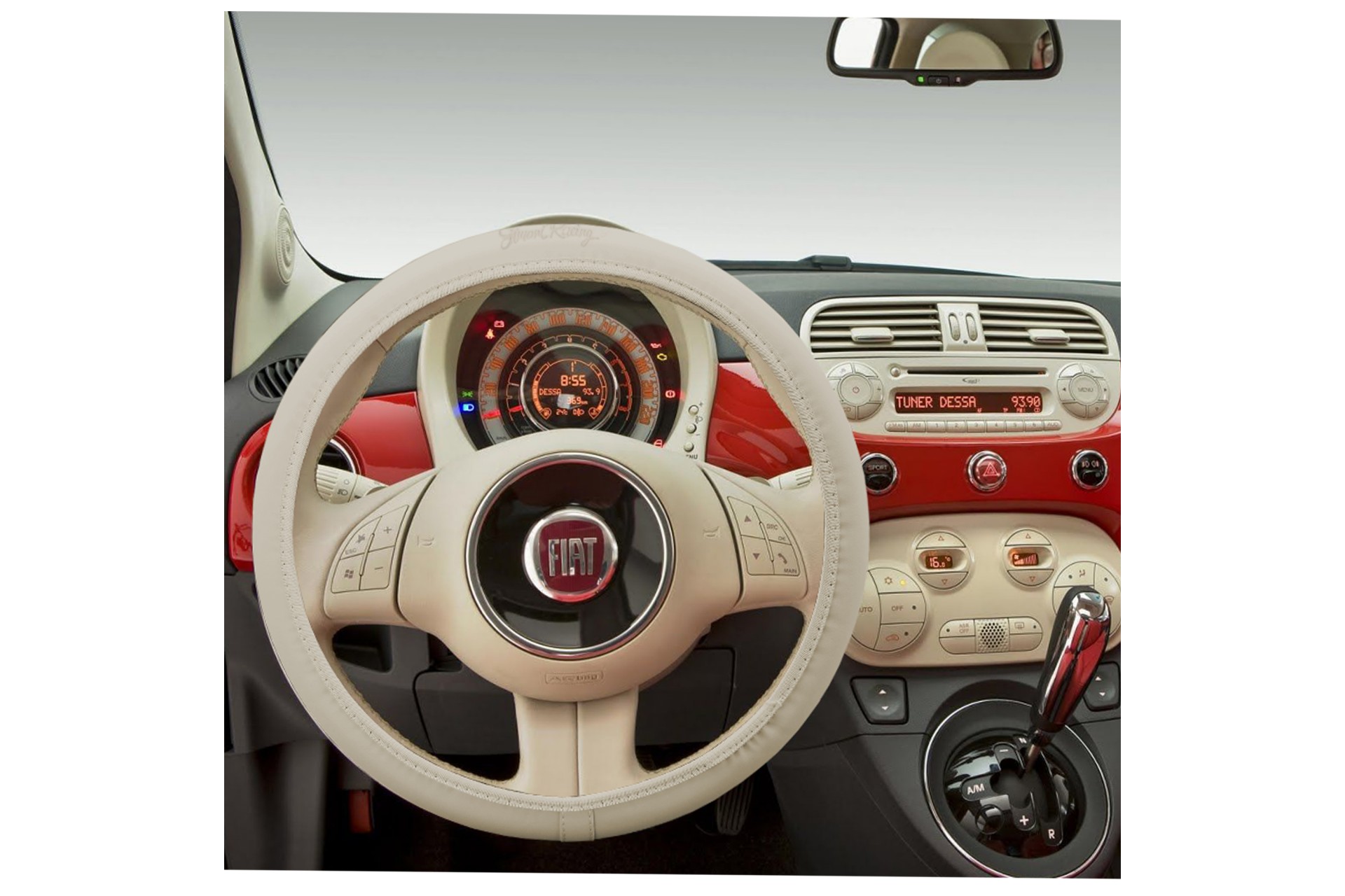Εικόνα 2 από 4 — FIAT 500 ΚΑΛΥΜΜΑ ΤΙΜΟΝΙΟΥ ΜΠΕΖ  ΟΙΚΟΛΟΓΙΚΟ ΔΕΡΜΑ & ΒΑΜΒΑΚΕΡΟ ΜΕ LOGO SIMONI RACING 37-39cm SIMONI RACING  – 1 τεμ.