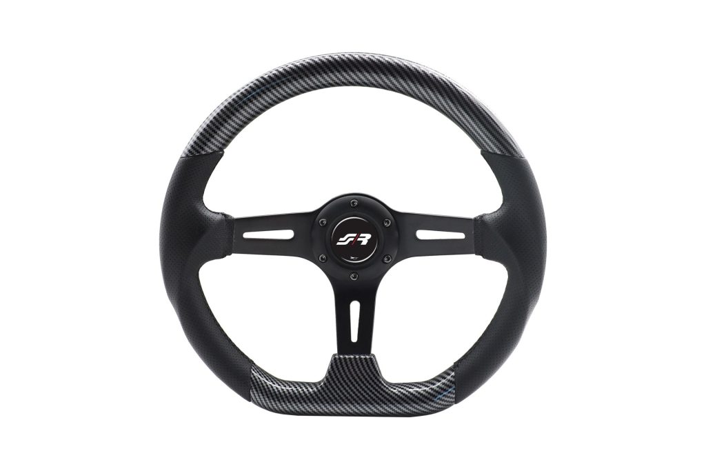 Εικόνα 4 από 5 — ΤΙΜΟΝΙ GIAU CARBON LOOK ΤΡΙΑΚΤΙΝΟ ΜΑΥΡΟ ΔΙΑΜΕΤΡΟΣ 350mm ΠΑΧΟΣ 70mm SIMONI RACING  – 1 τεμ.