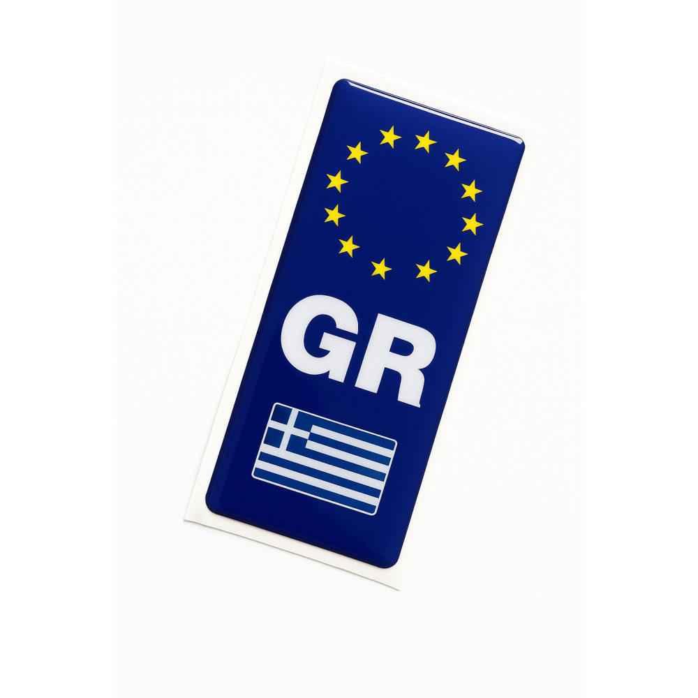 Εικόνα 2 από 2 — Αυτοκόλλητο πινακίδας “GR” κρύσταλλο 1τμχ AM