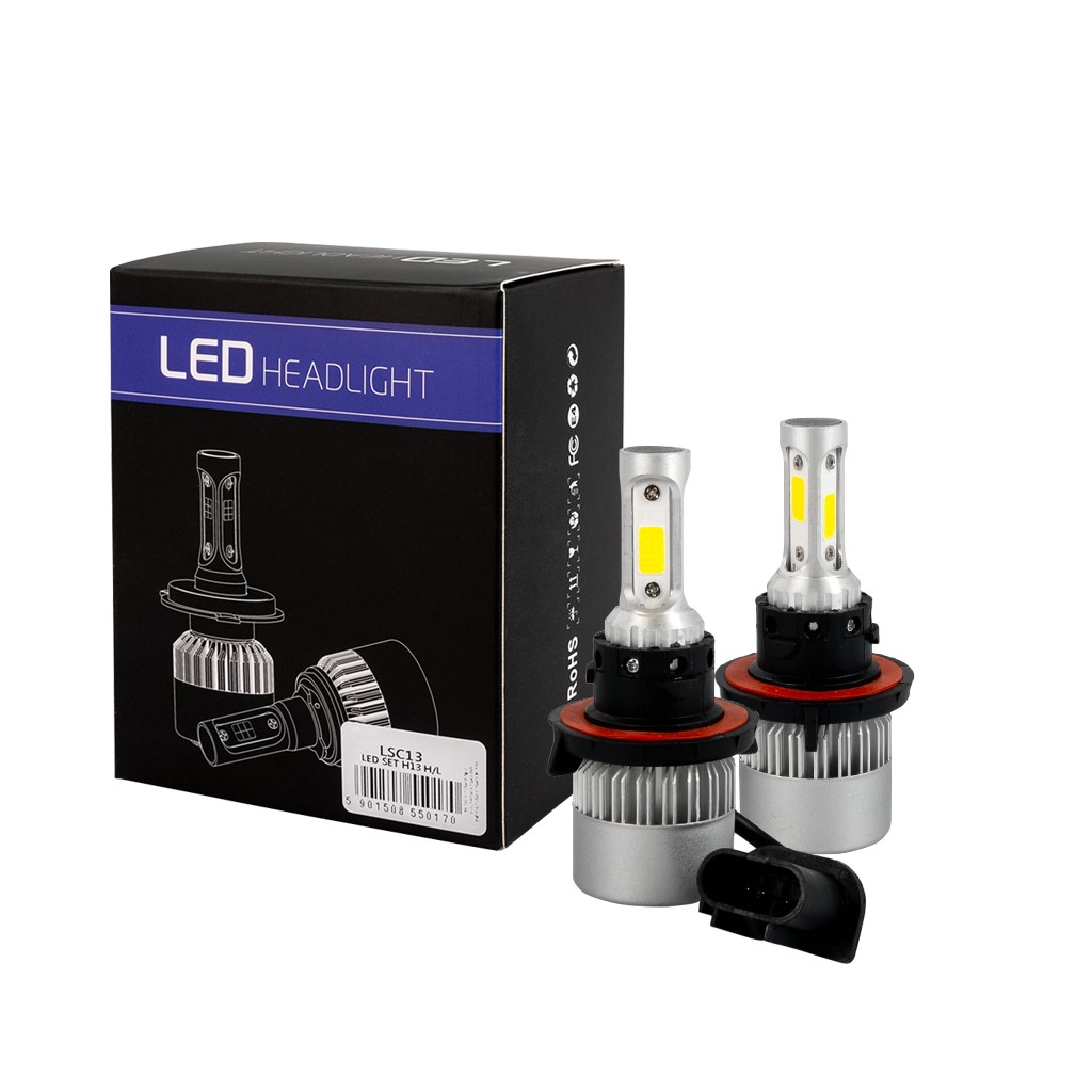 Εικόνα 1 από 3 — H13  H/L 10>36V 6.500K 10.000lm 80W COB LED EPISTAR 1021 C6 KIT ΜΕ ΑΝΕΜΙΣΤΗΡΑΚΙ M-TECH – 2 ΤΕΜ.