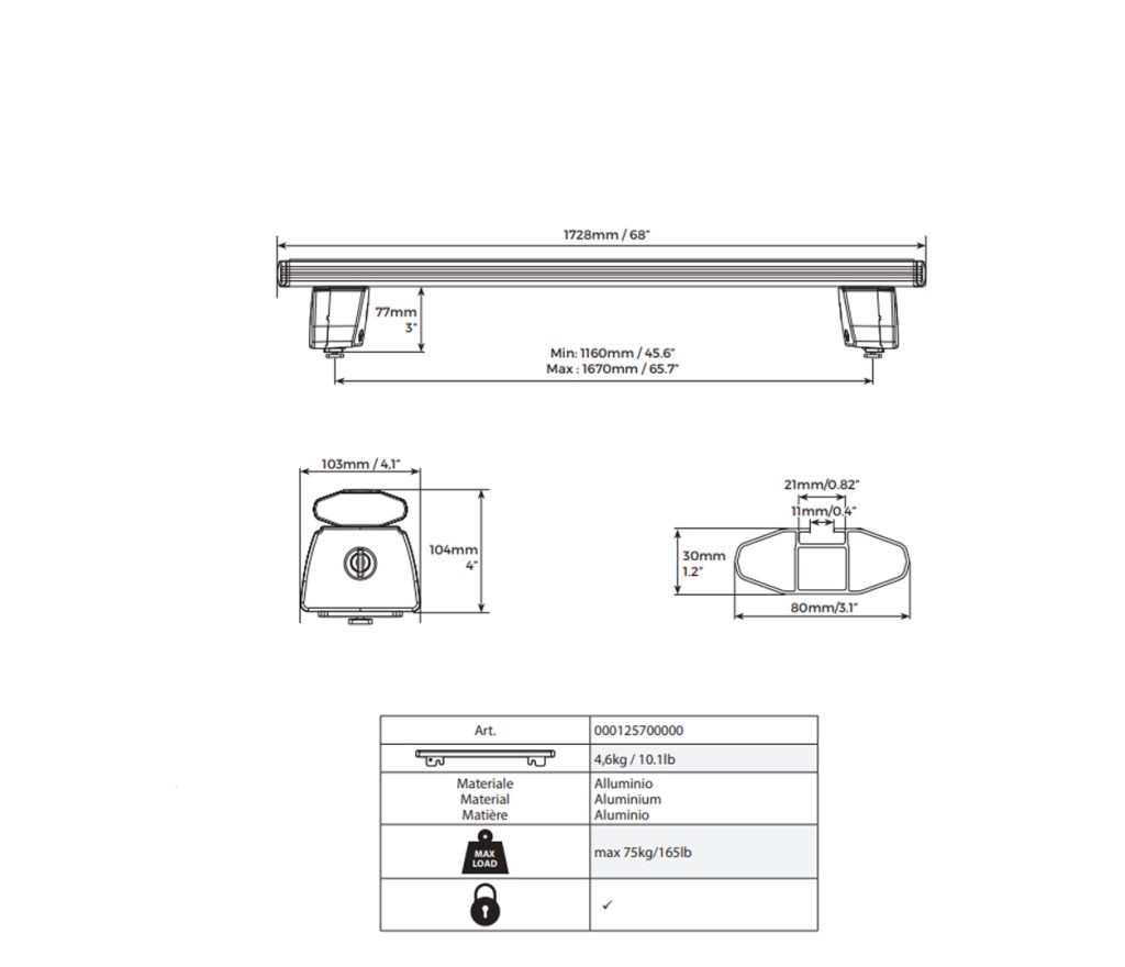 Εικόνα 7 από 7 — ΜΠΑΡΕΣ ΚΑΡΟΤΣΑΣ ΑΛΟΥΜΙΝΙΟΥ TBR – TRUCK BED RACK SYSTEM SILVER 172,8 cm ΣΕ ΑΣΗΜΙ ΧΡΩΜΑ ΓΙΑ PICKUP ΚΑΙ ΑΓΡΟΤΙΚΑ ΟΧΗΜΑΤΑ MENABO – 2 ΤΕΜ.