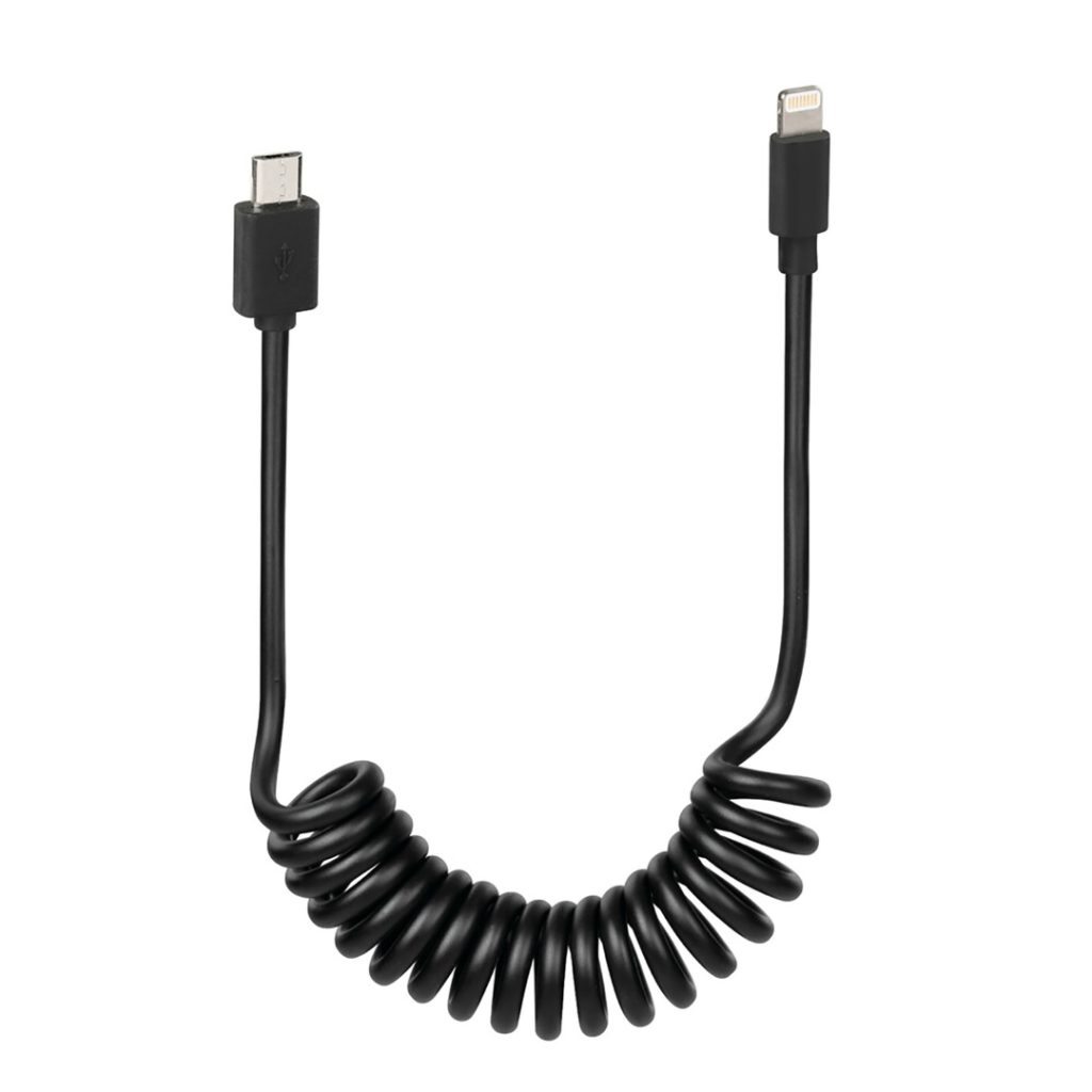 Εικόνα 1 από 4 — ΚΑΛΩΔΙΟ ΦΟΡΤΙΣΗΣ ΚΙΝΗΤΟΥ E-BIKE SPRING MICRO USB- APPLE 8 PIN ΣΠΙΡΑΛ 25-100cm