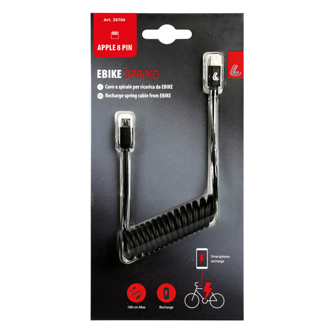 Εικόνα 4 από 4 — ΚΑΛΩΔΙΟ ΦΟΡΤΙΣΗΣ ΚΙΝΗΤΟΥ E-BIKE SPRING MICRO USB- APPLE 8 PIN ΣΠΙΡΑΛ 25-100cm