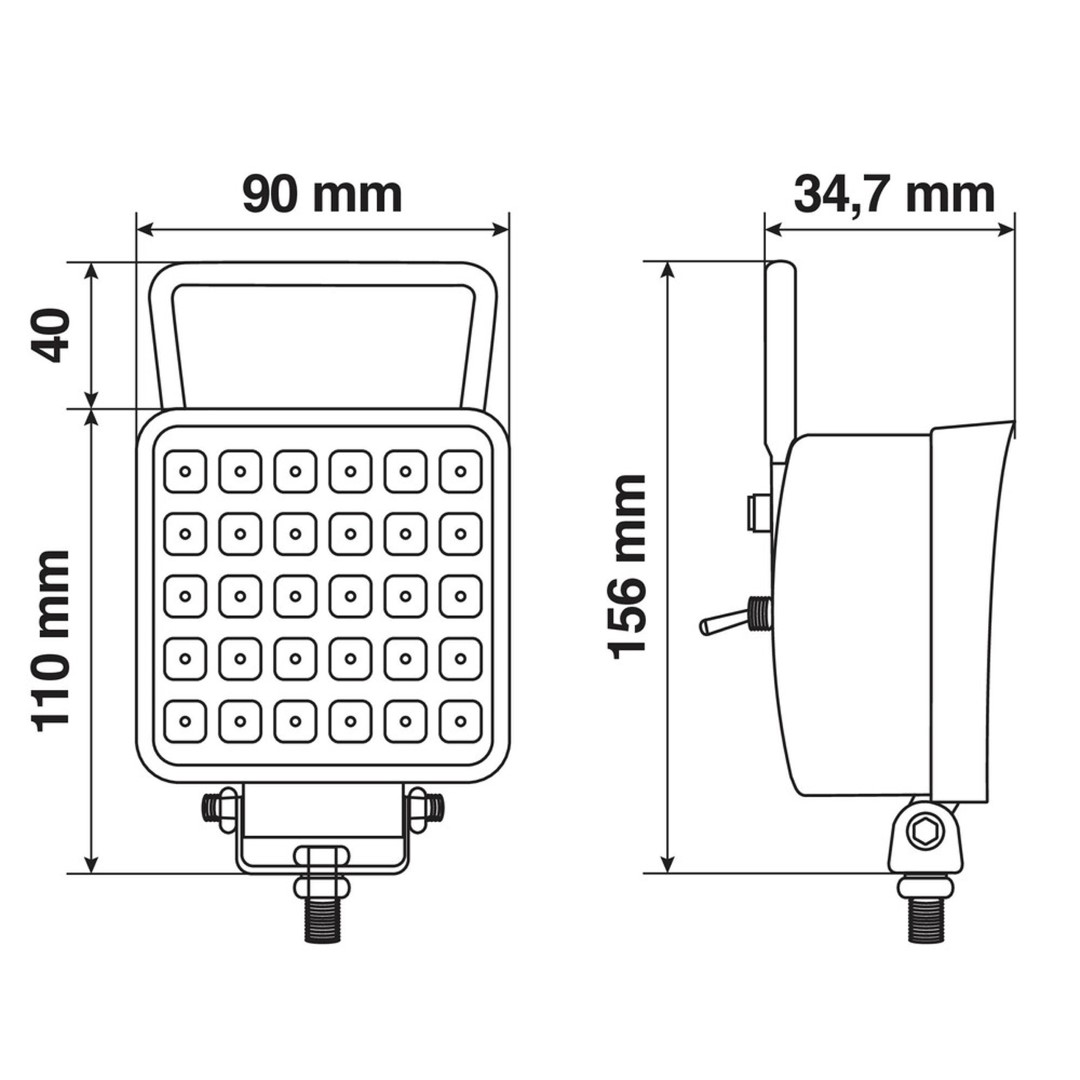 Εικόνα 3 από 4 — ΠΡΟΒΟΛΕΑΣ ΤΕΤΡΑΓΩΝΟΣ WL-28 16LED 16W 1.400lm 6.000K 10-30V 110x90x34,7mm ΦΩΣ ΔΙΑΘΛΑΣΗΣ 1ΤΕΜ.